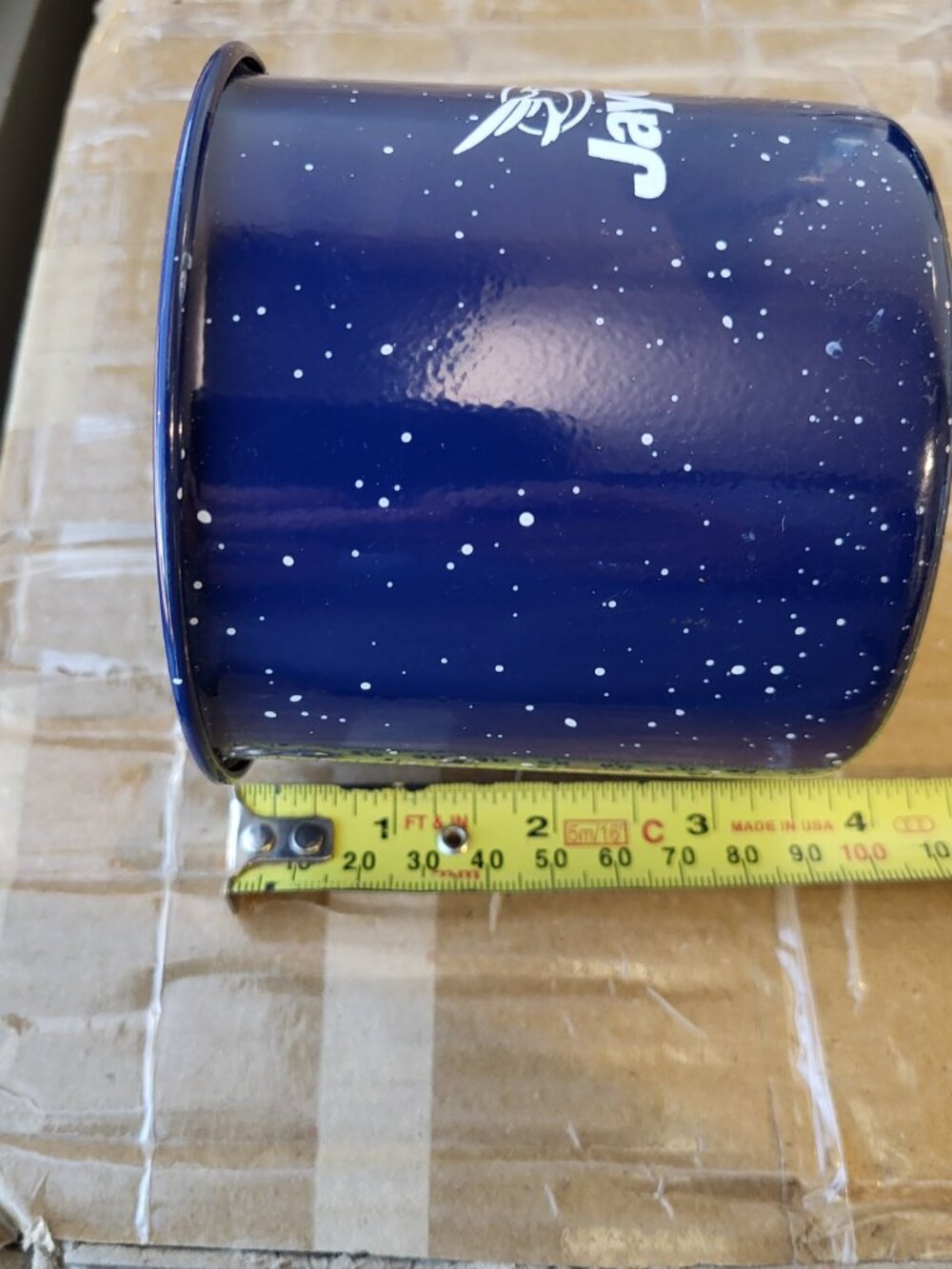 JAYCO RV BLUE SPECKLED ENAMEL COATED METAL COFFEE CUPS (2) RARE SEE PICTURES - Picture 6 of 7